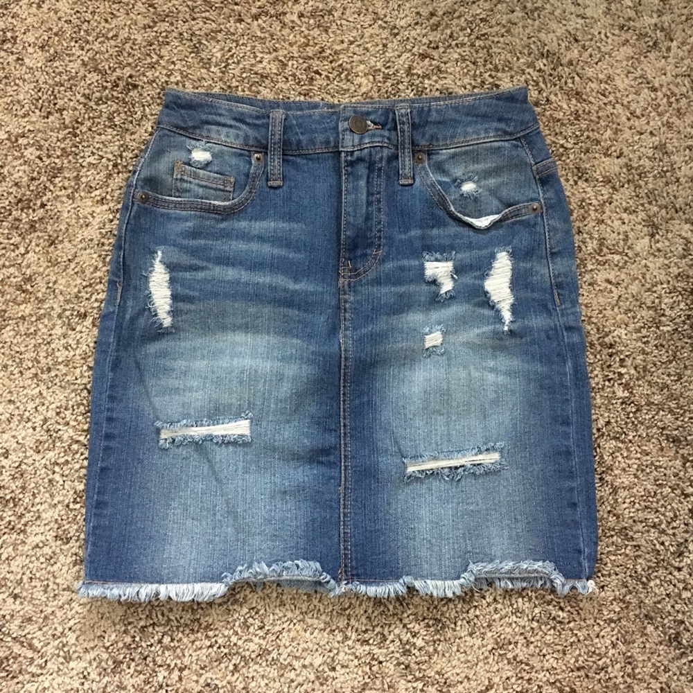 Distressed Jean Skirt